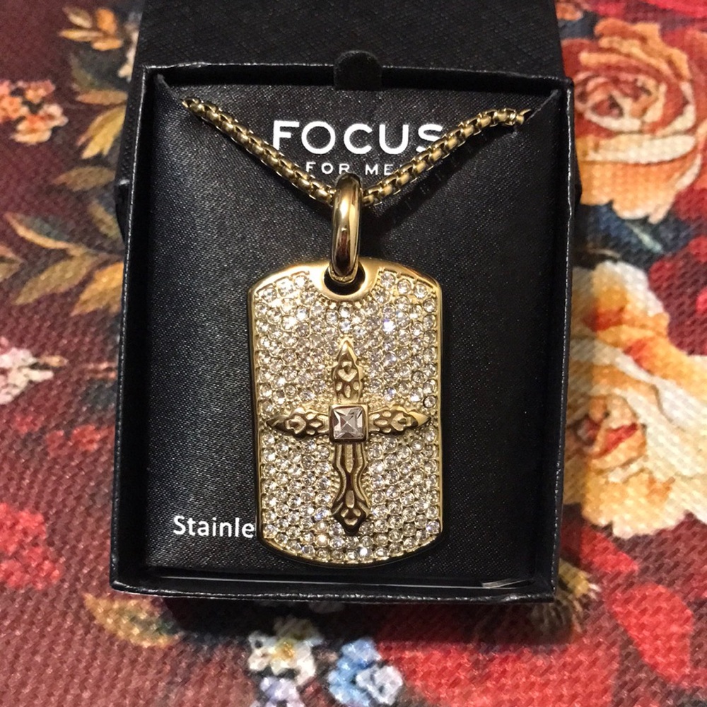 Focus Gold and Silver Cross Pendant Necklace